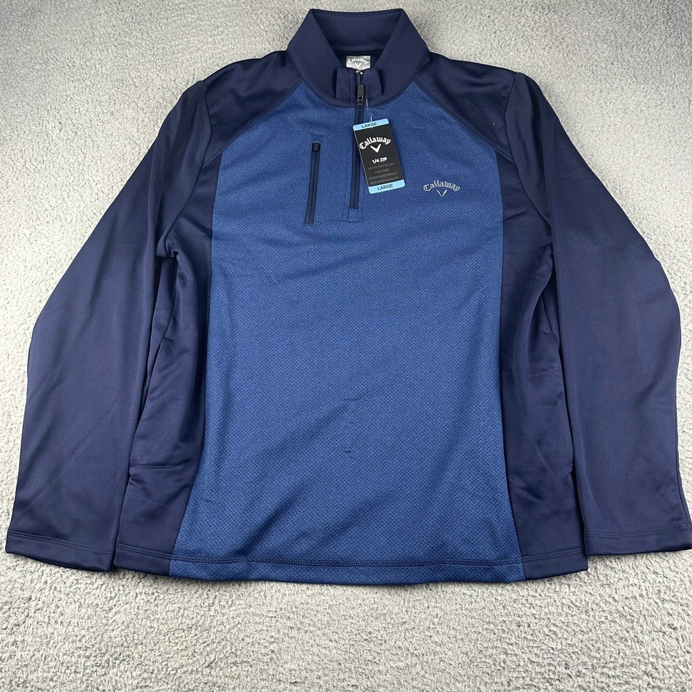 Callaway Golf 1/4 Zip Pullover Large Sapphire Blue Peacoat UPF Long Sleeve
